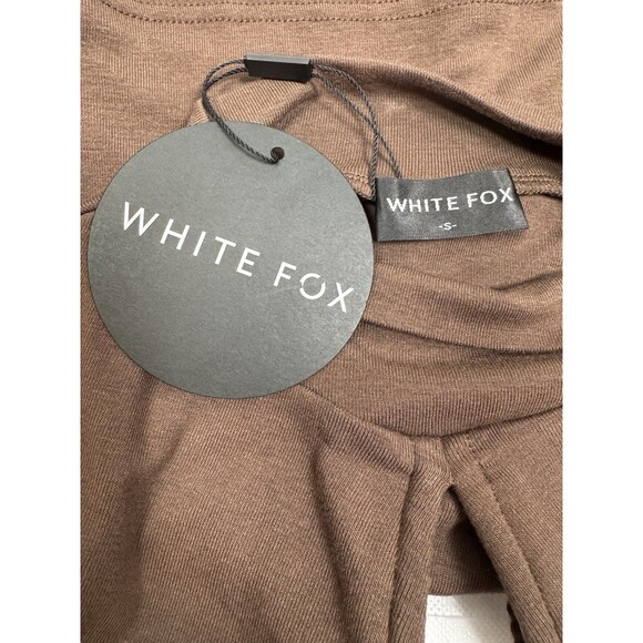White Fox NWT Long Sleeve Open with Tie Front Festival Crop Top Stretchy Size S - Picture 6 of 9